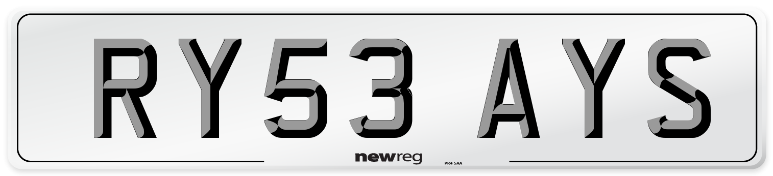 RY53 AYS Number Plate from New Reg